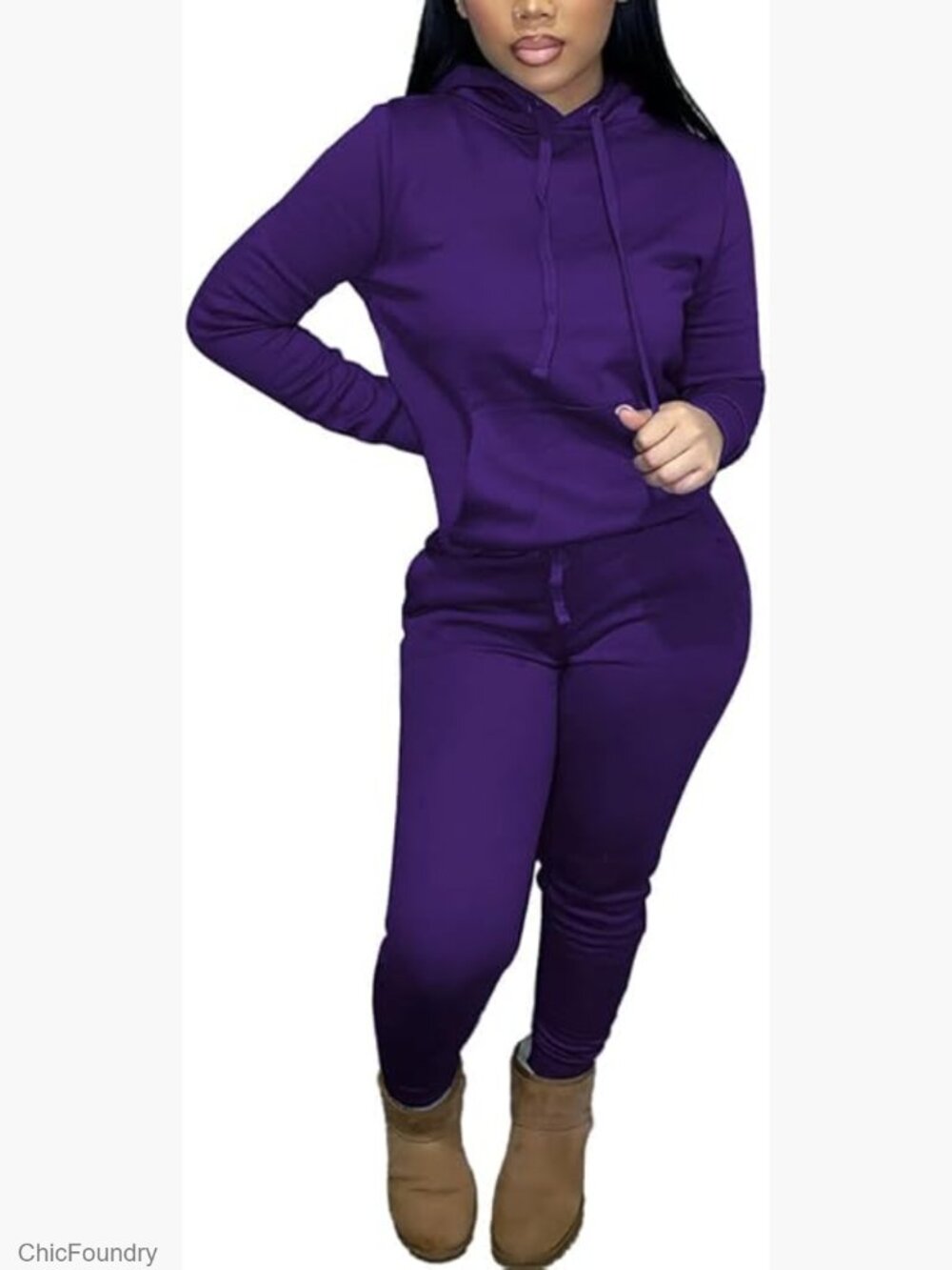 Two Piece Sweatsuit Set Long Sleeve Hoodie Joggers Tracksuit Casual